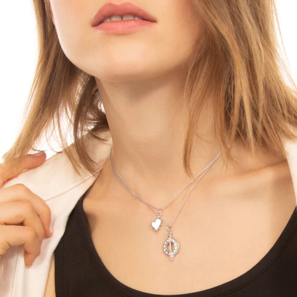 Monica Rich Kosann Petite Mother of Pearl Sterling Silver Heart Necklace