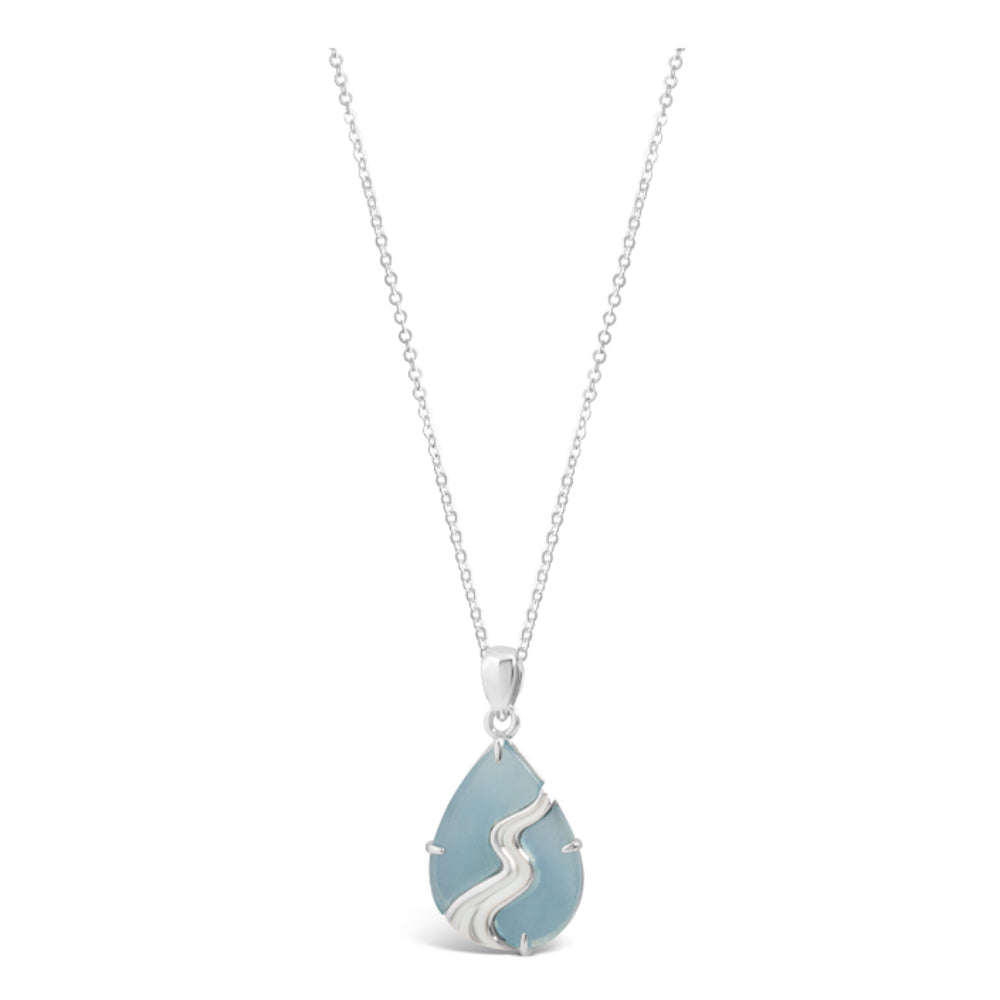 Silver and aquamarine pendant necklace