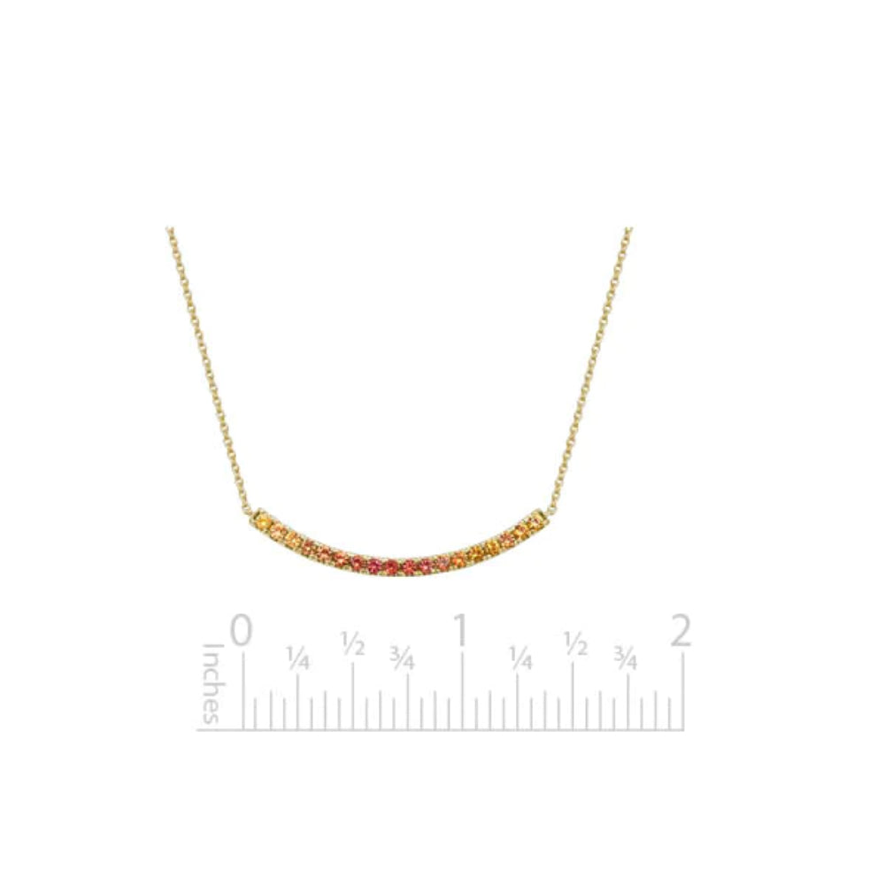 14k Multi Sapphire Curve Bar Pendant Necklace