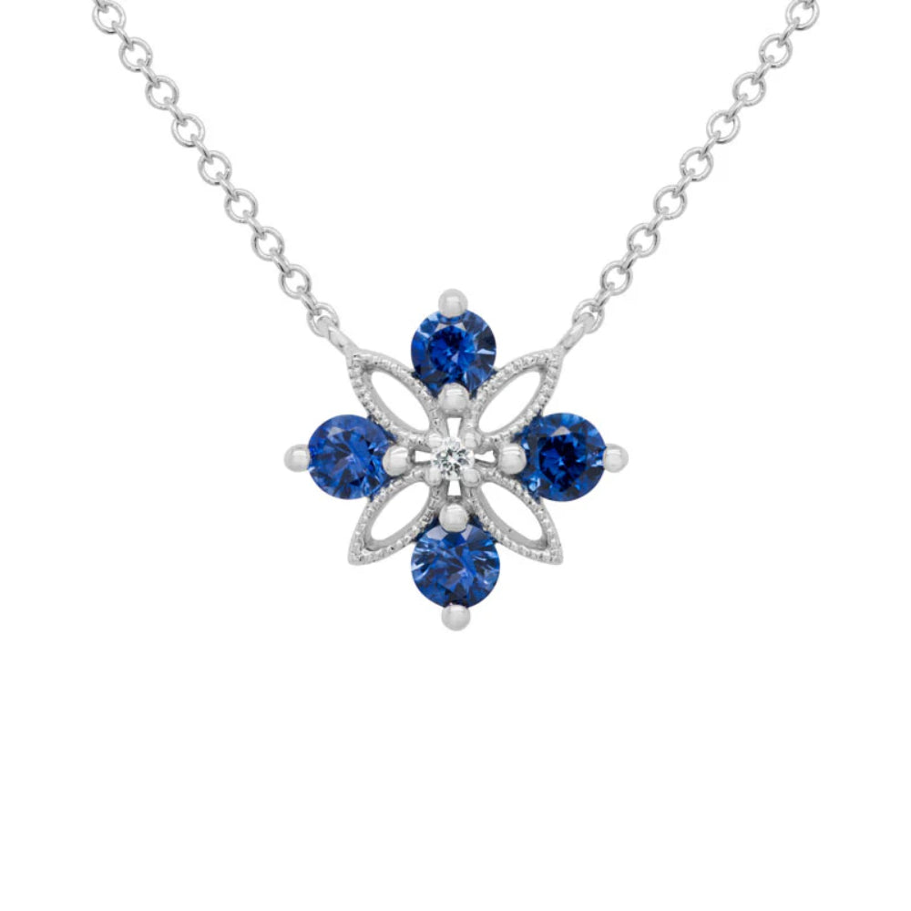 14k Gold Sapphire and Diamond Pendant Necklace
