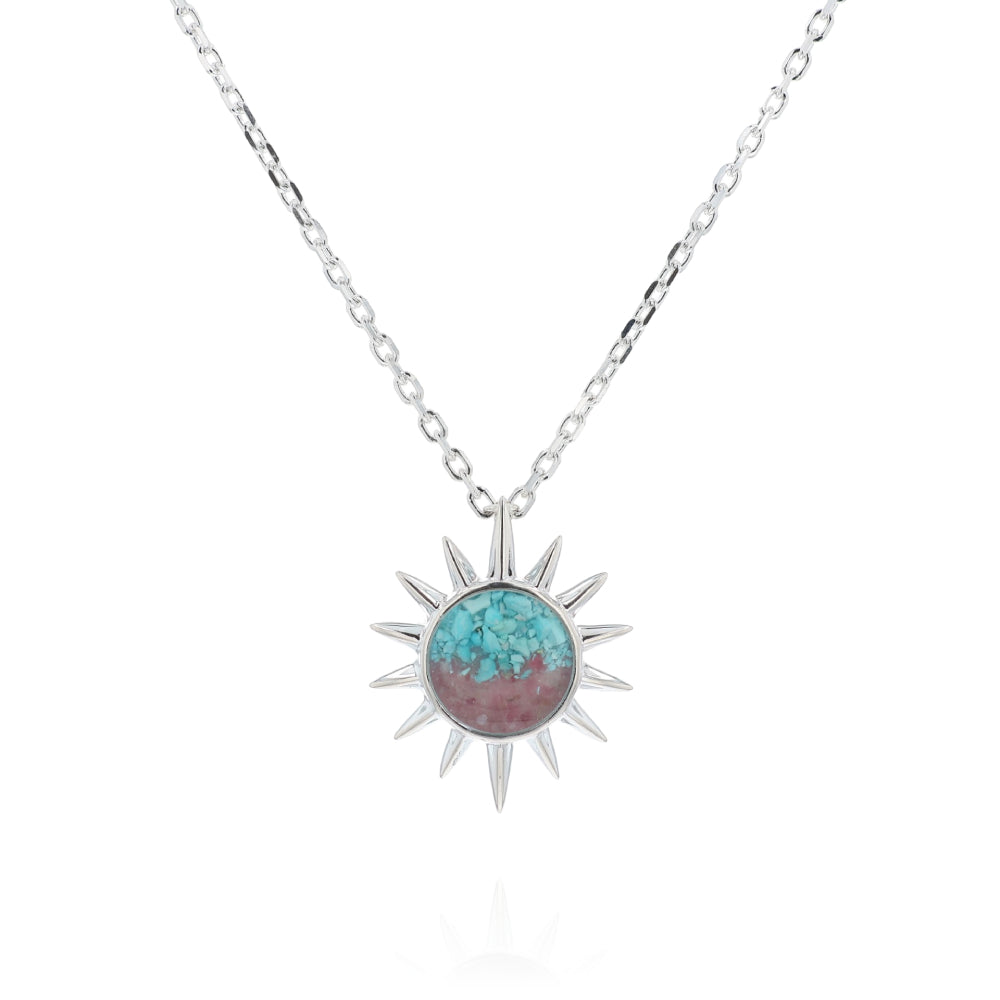 Dune The Sun Necklace - Short - Turquoise Gradient & Pink Tourmaline
