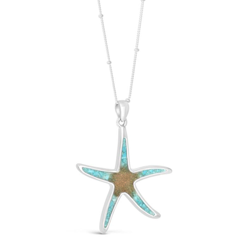 Dune Jewelry Sterling Silver Turquoise Gradient Starfish Pendant Necklace - Ocean City