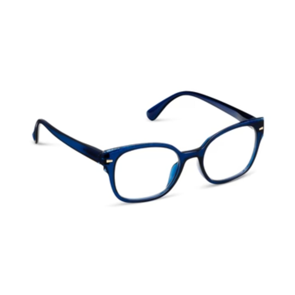 Blue eyeglasses on a white background