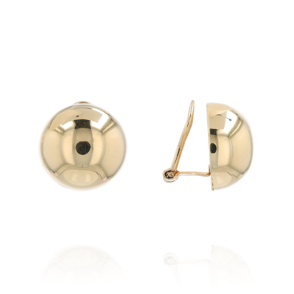 Yellow gold half dome polished clip-on earrings