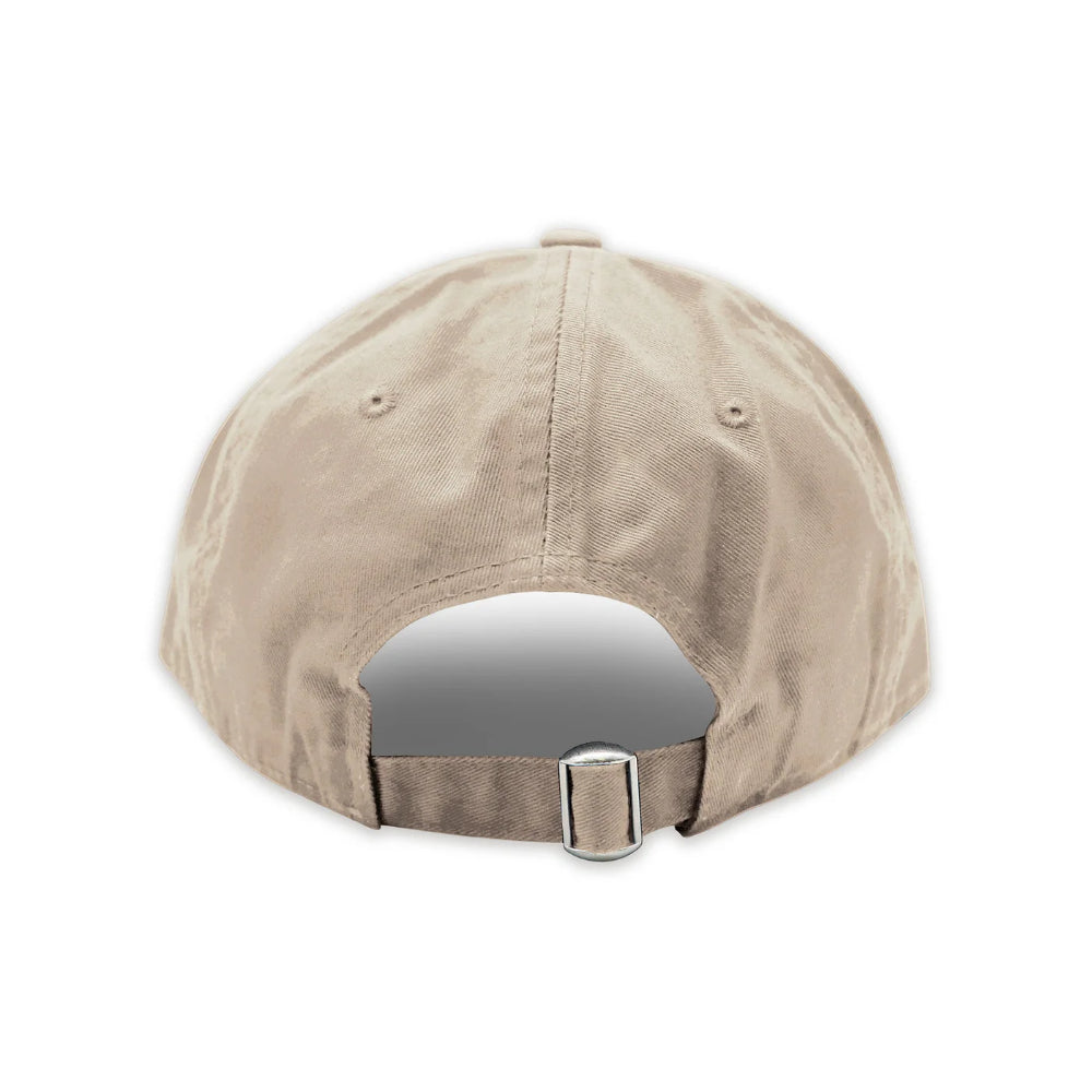 Beige baseball cap on a white background