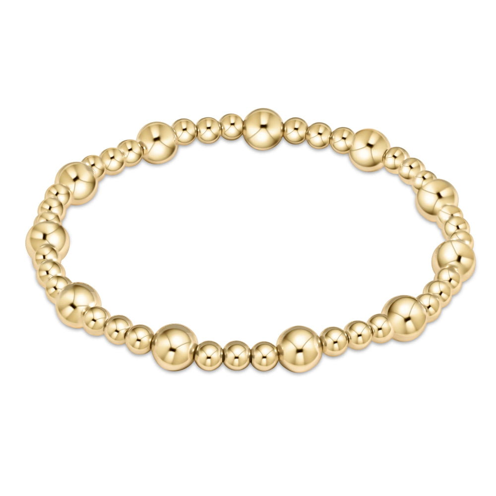 enewton 7.25" extends Classic Sincerity Pattern 6mm Bead Bracelet - Gold
