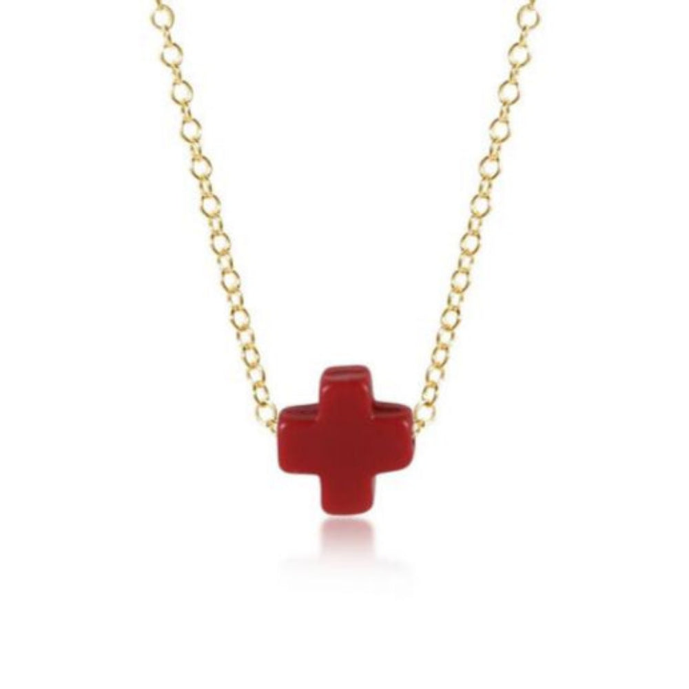 enewton 16" Necklace Gold - Signature Cross Red