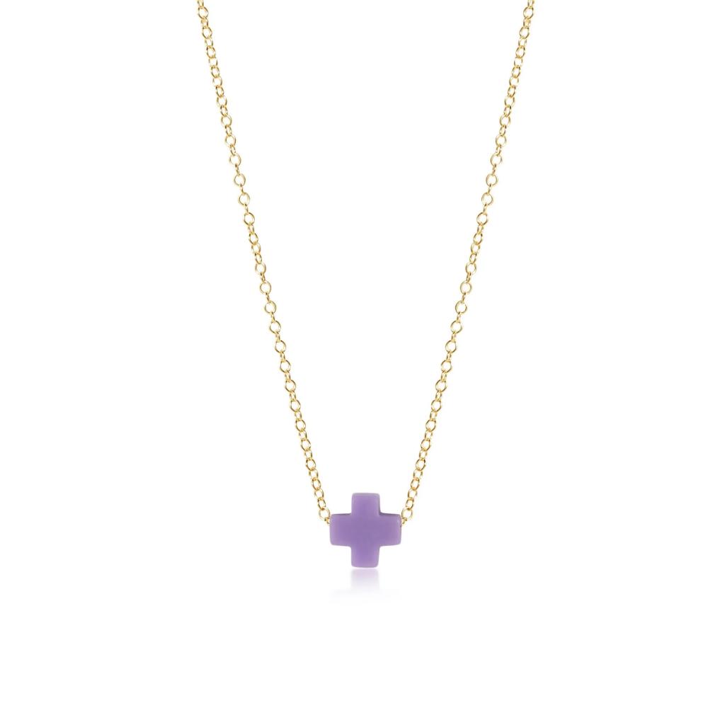 enewton 16" Necklace Gold - Signature Cross Small Charm - Purple