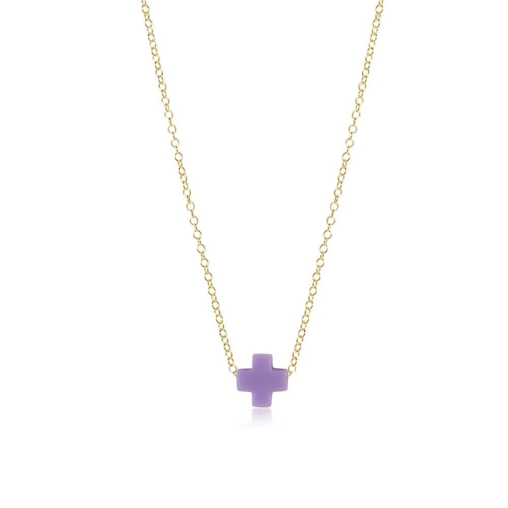 enewton 16" Necklace Gold - Signature Cross Purple