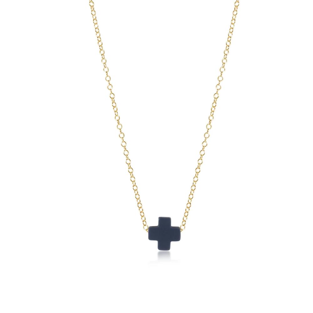 enewton 16" Necklace Gold - Signature Cross Navy