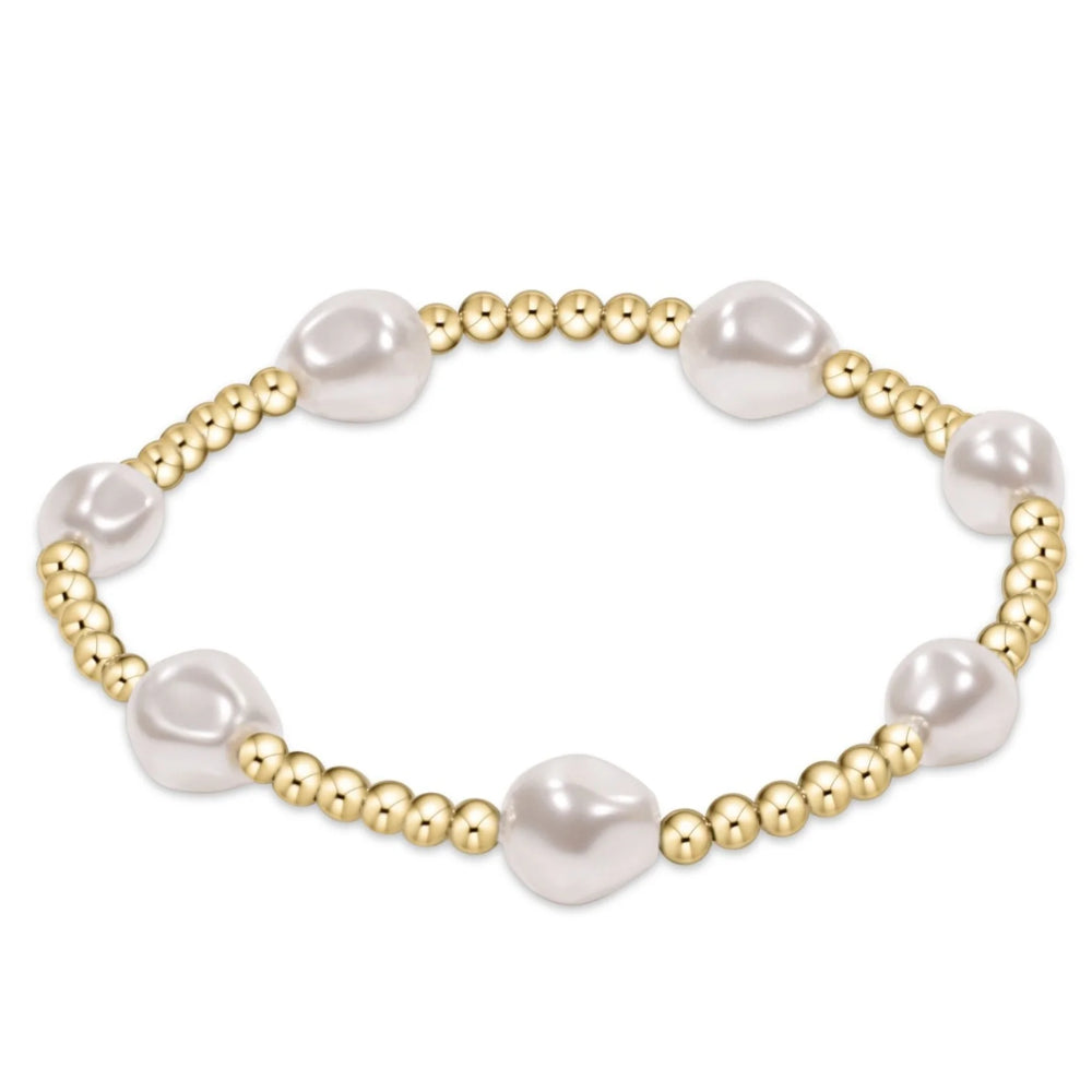 enewton 6.25" Admire Gold 3mm Bead Bracelet - Pearl