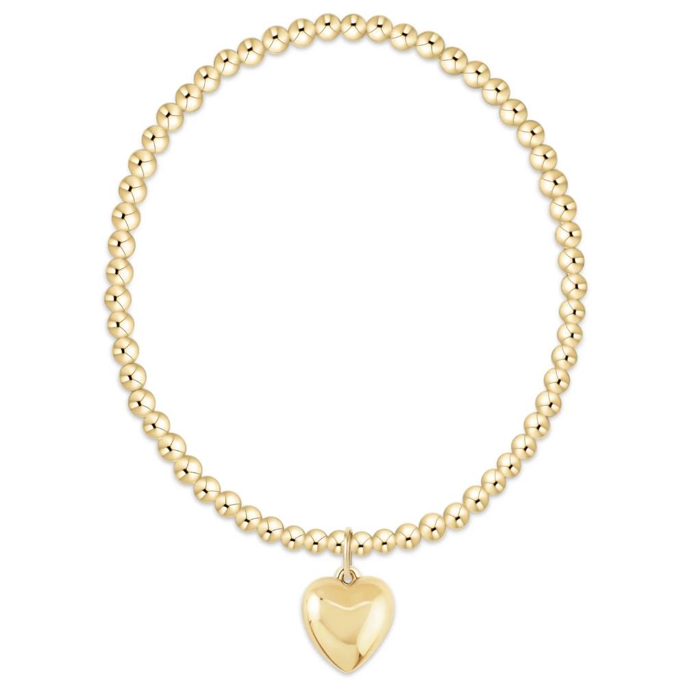 enewton 7.25" Extends Classic Gold 3mm Bracelet - Love Plush Gold Charm