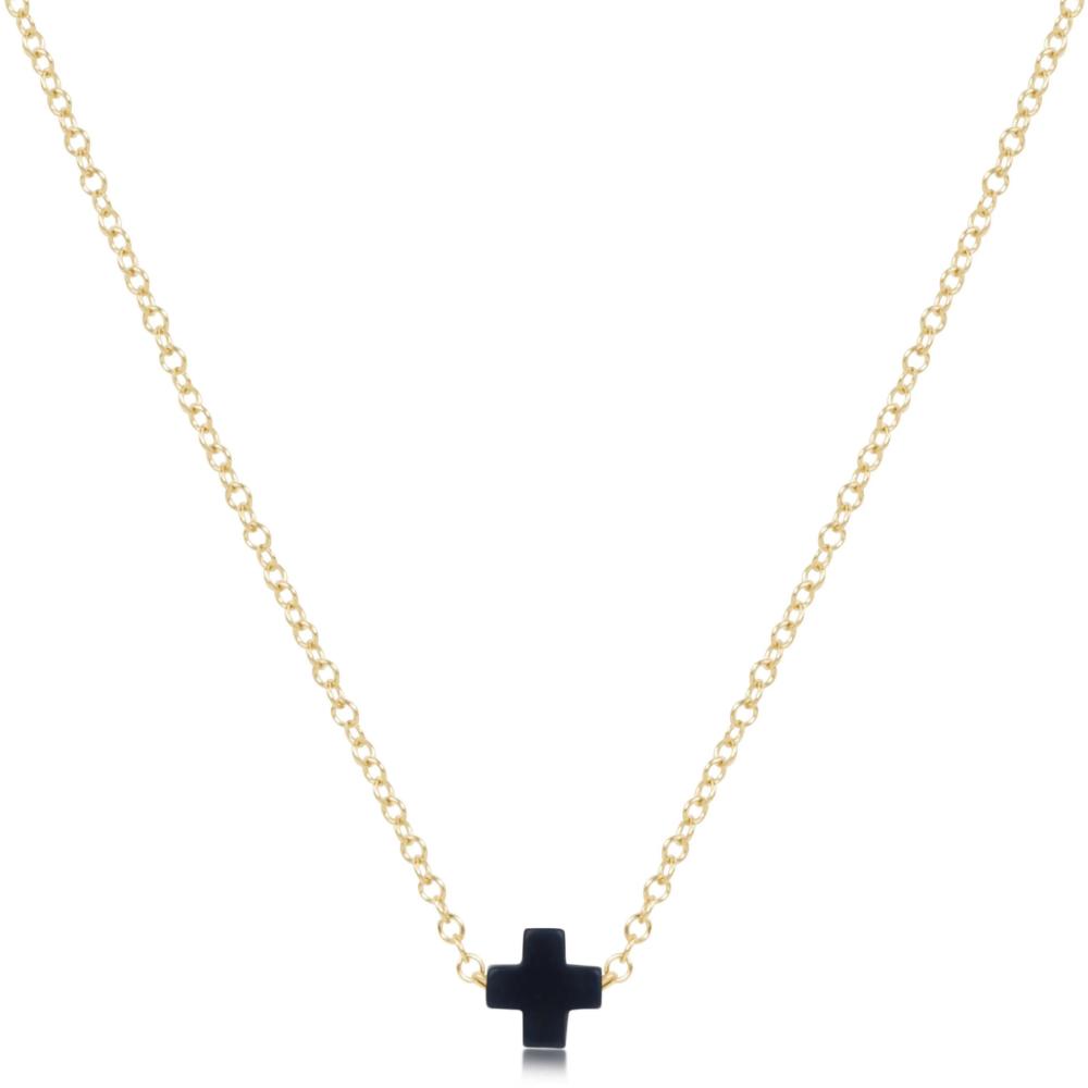 enewton 16" Necklace Gold - Signature Cross Small Charm - Navy
