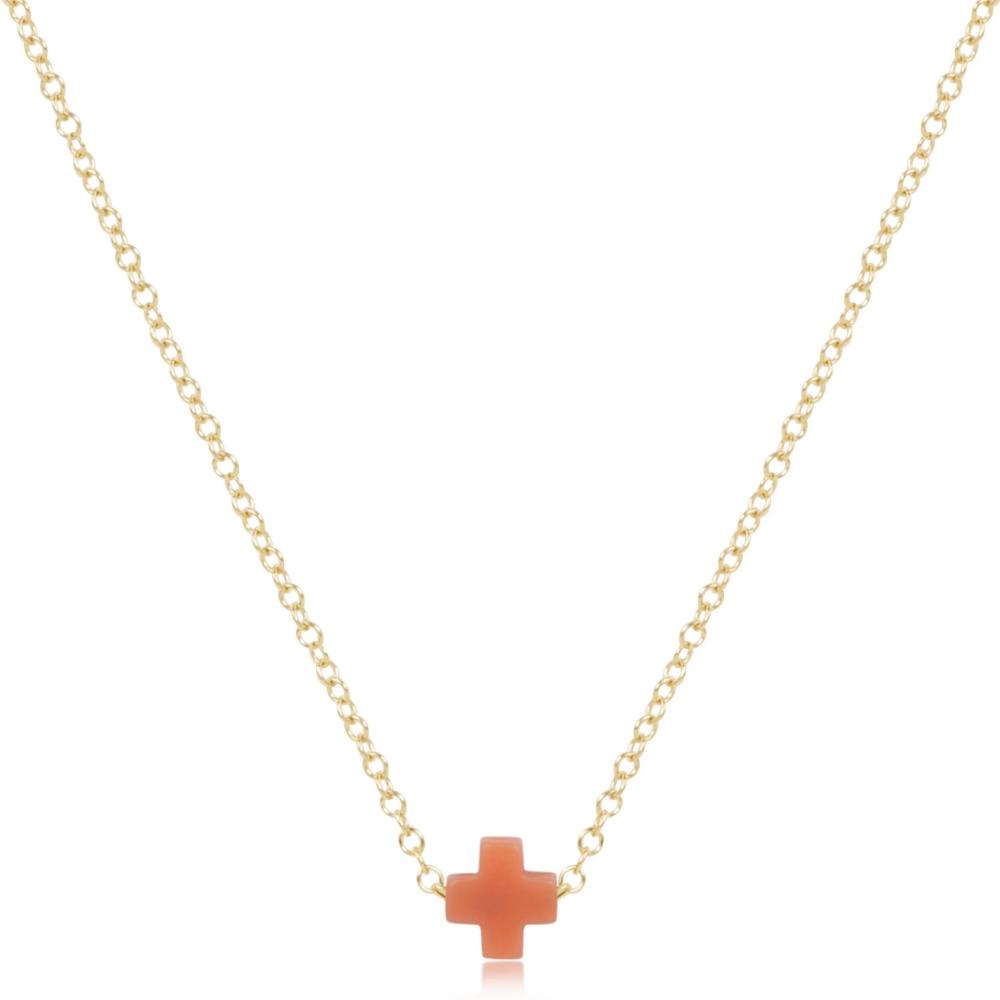 enewton 16" Necklace Gold - Signature Cross Small Charm - Coral