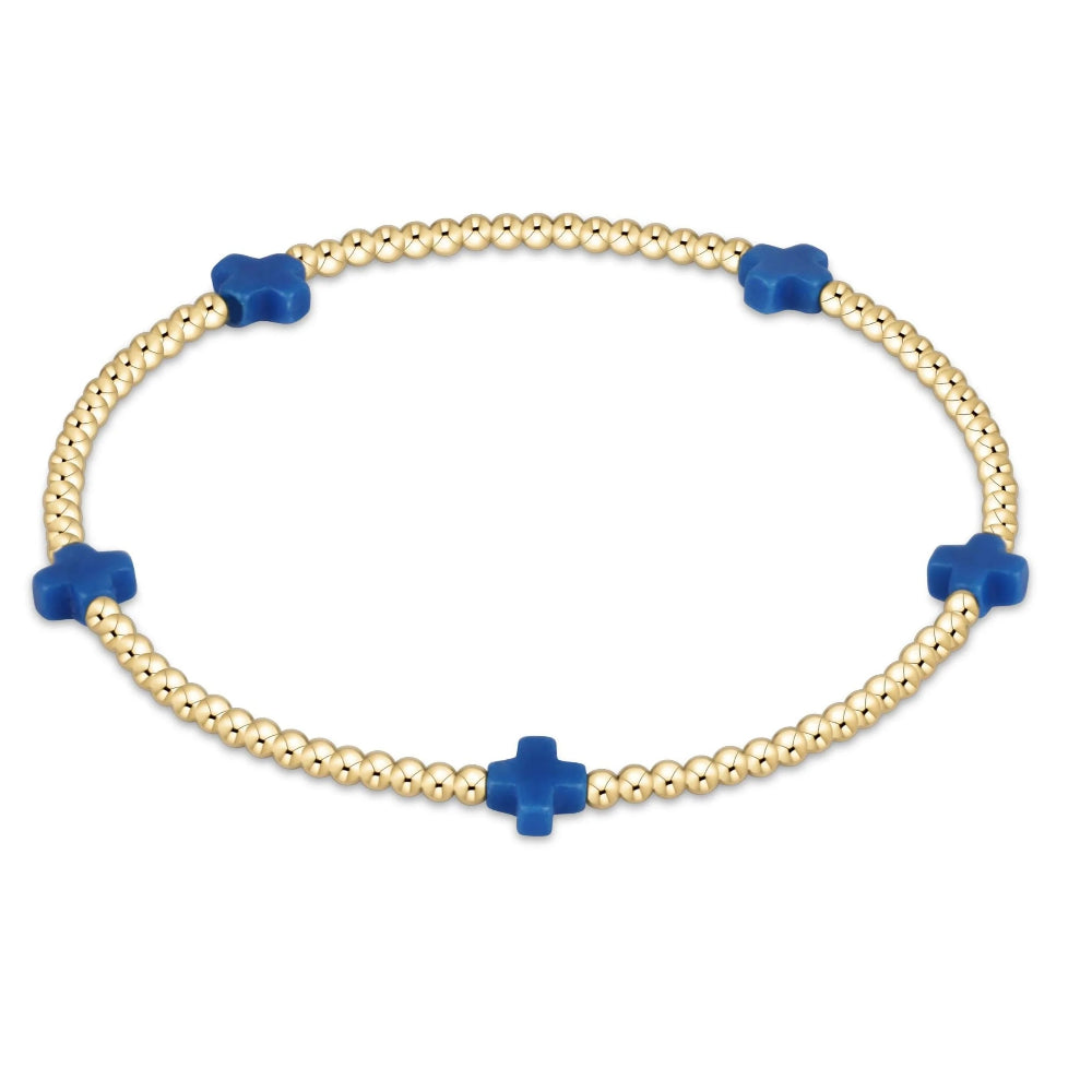 enewton 6.25" Signature Cross Small 2mm Gold Bracelet - Cobalt