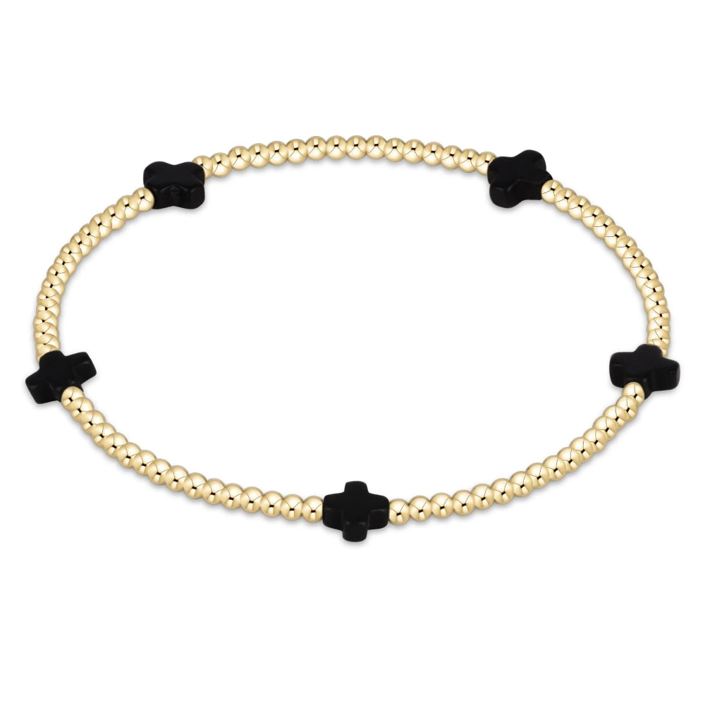 enewton 6.25" Signature Cross Small 2mm Gold Bracelet - Onyx