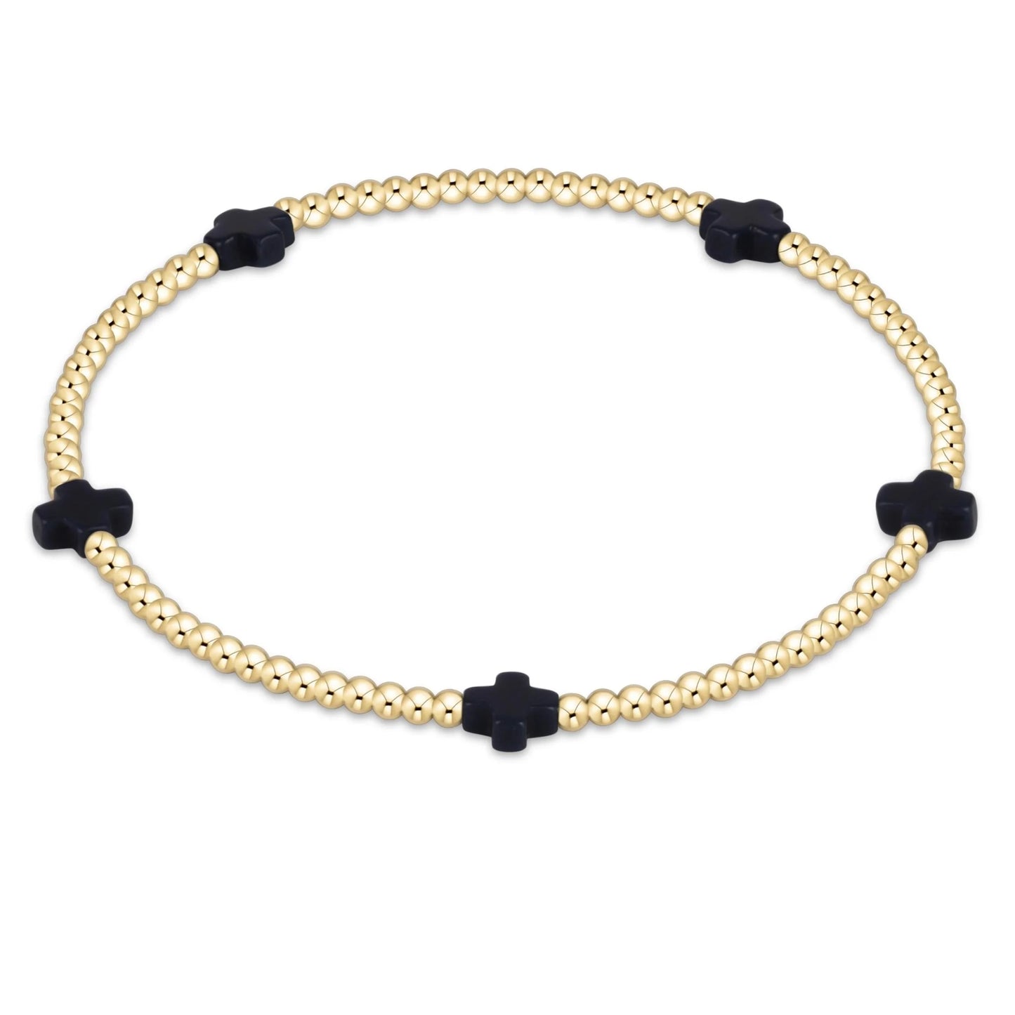 enewton 6.25" Signature Cross Small 2mm Gold Bracelet - Navy