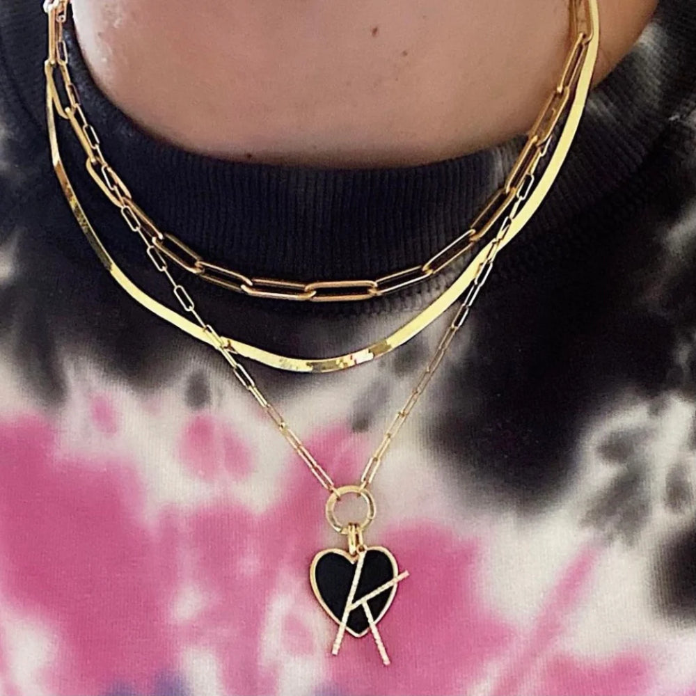 Rachel Reid Oversized Black Enamel Heart Charm