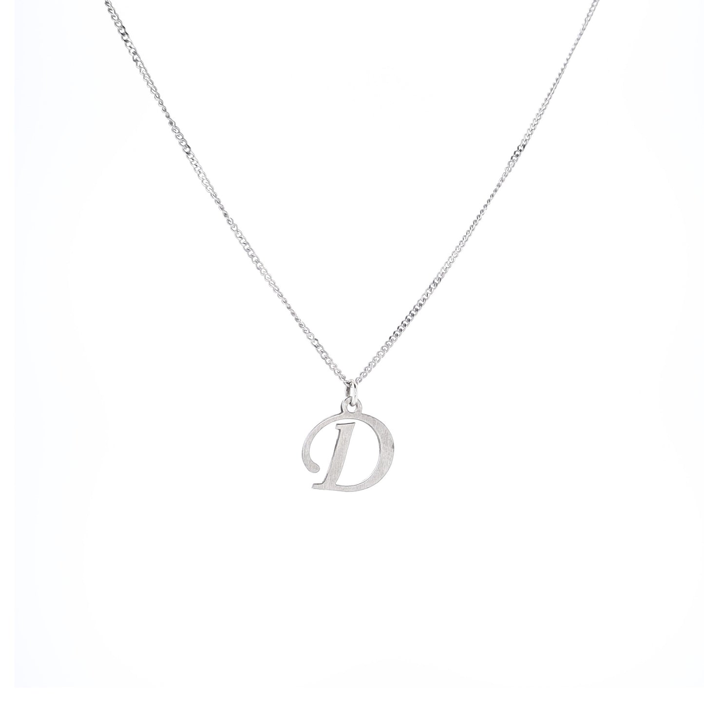 Smyth Jewelers Sterling Silver Brushed Initial Cutout Pendant - Uppercase Script Letters
