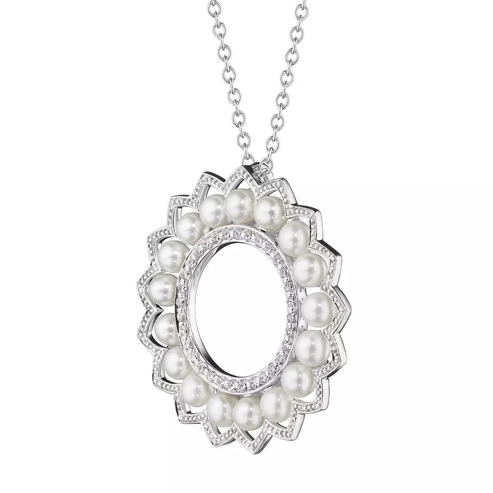 Verragio 18k Belle Beaded Pearl & Diamond Pendant Necklace