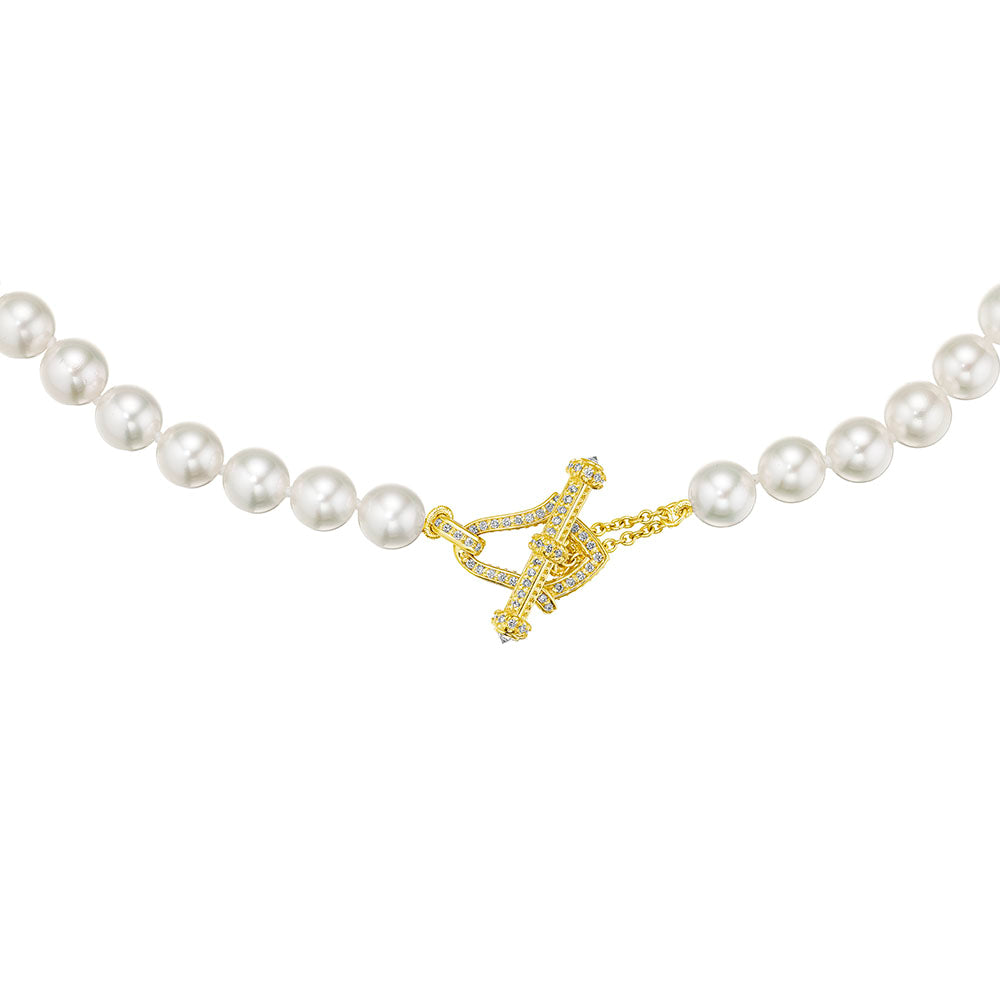 Verragio 18k Gold Rosecliff Akoya Pearl Necklace, 18"
