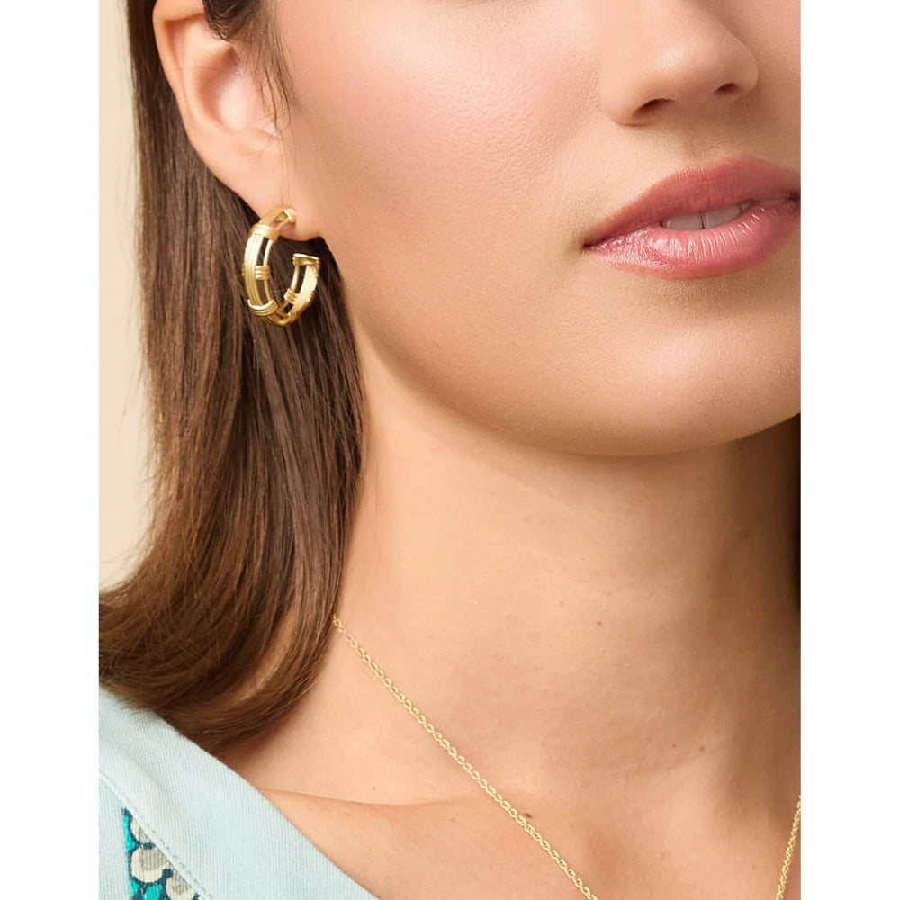 Spartina Gold Basket Weave Hoop Earrings