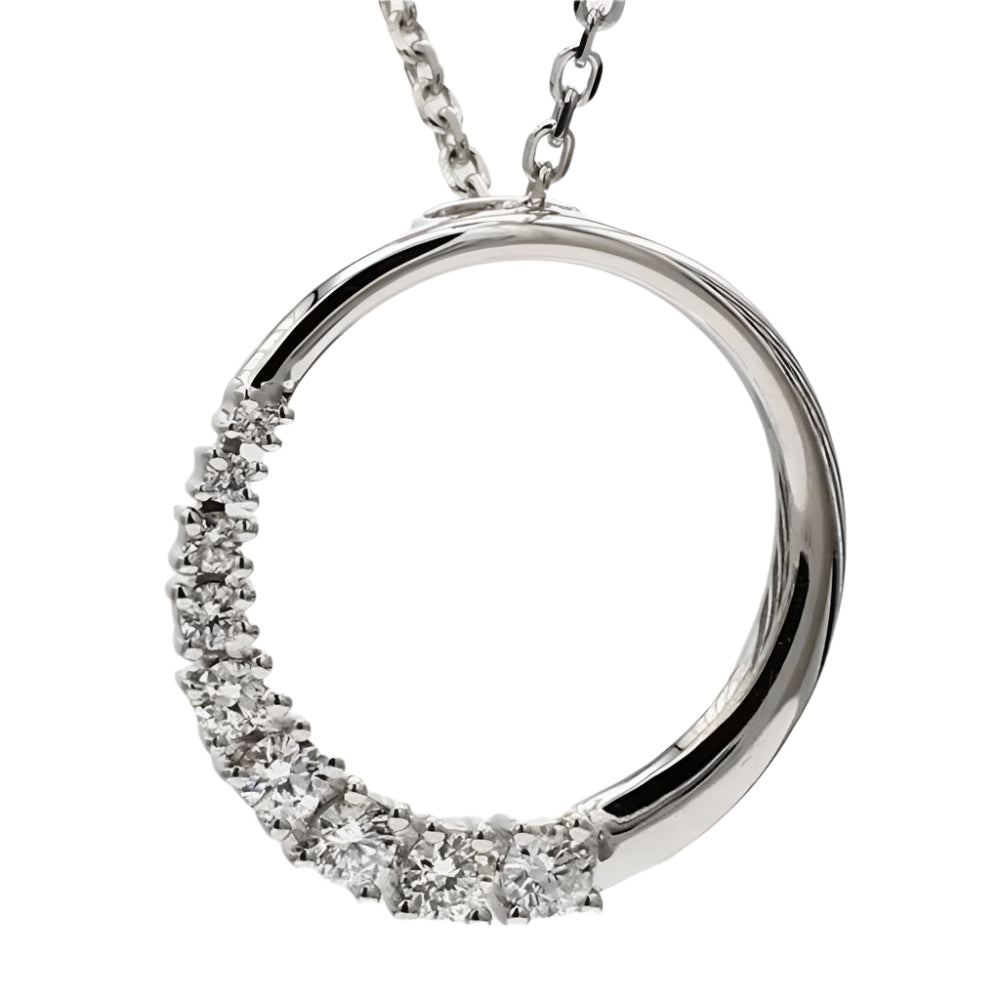 14k Gold Diamond Circle Pendant Necklace