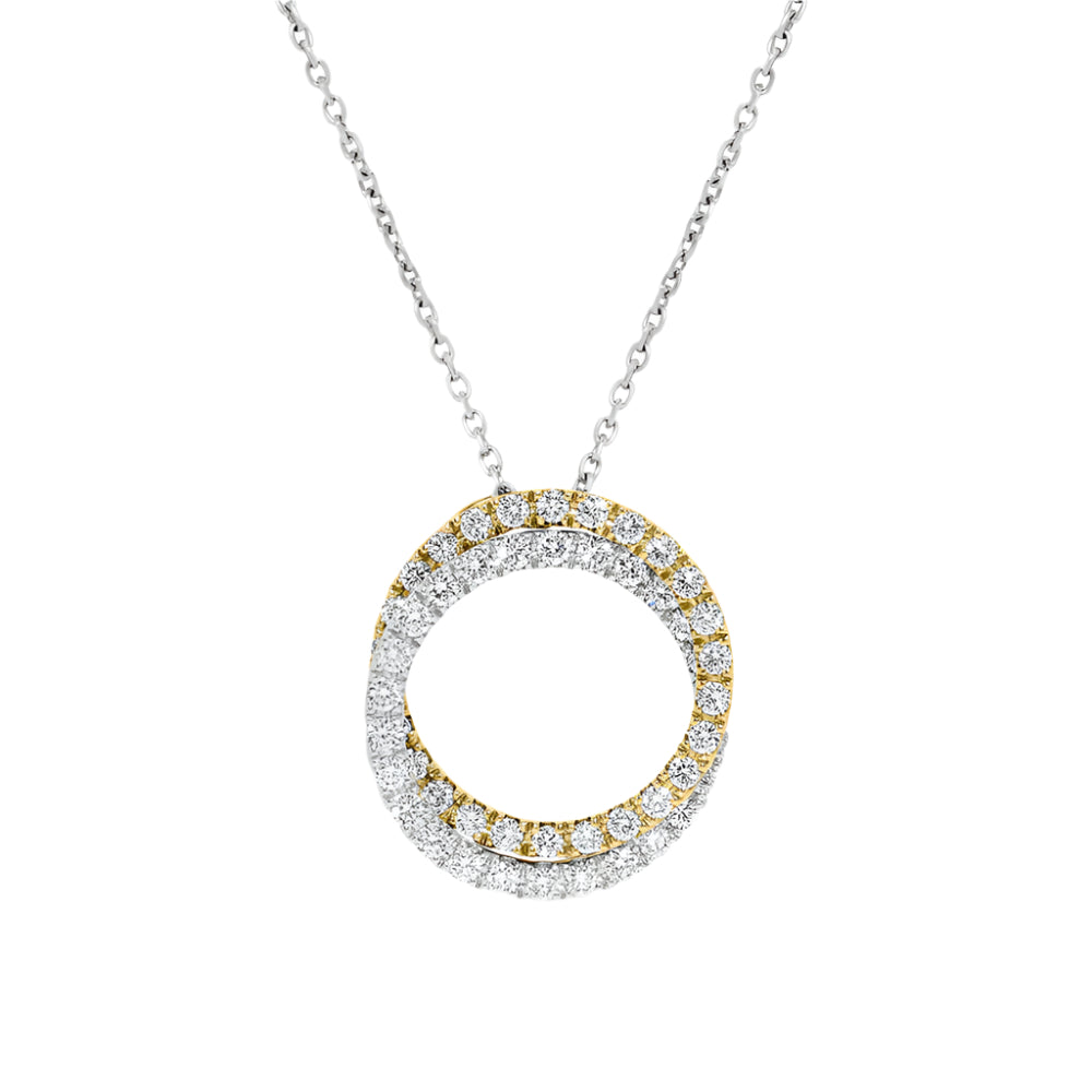 18k Two-Tone Diamond Interlocked Circles Pendant