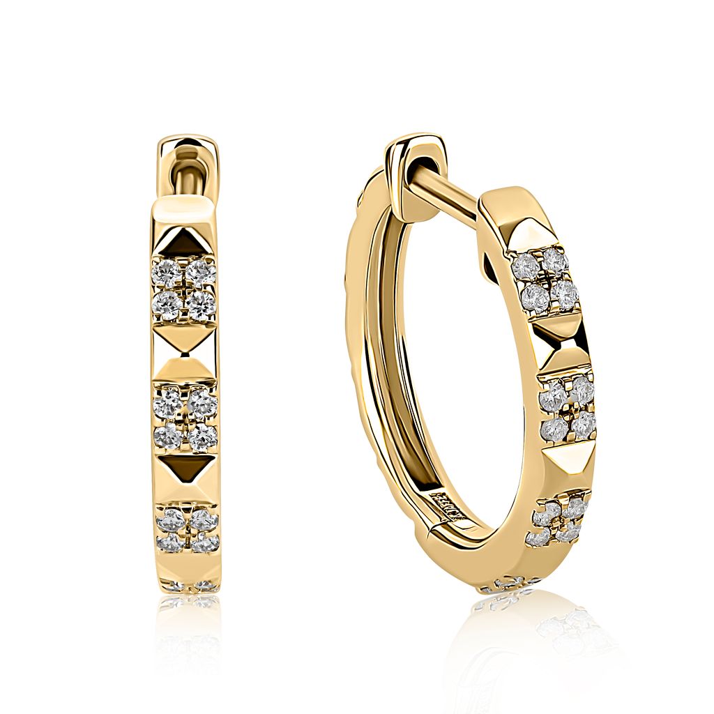 A. Jaffe 14k Gold Faceted Huggie Hoop Earrings with Diamonds