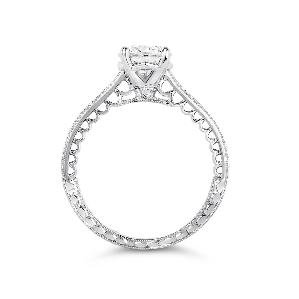 Jack Kelége 18k Pave Diamond Shank Engagement Ring