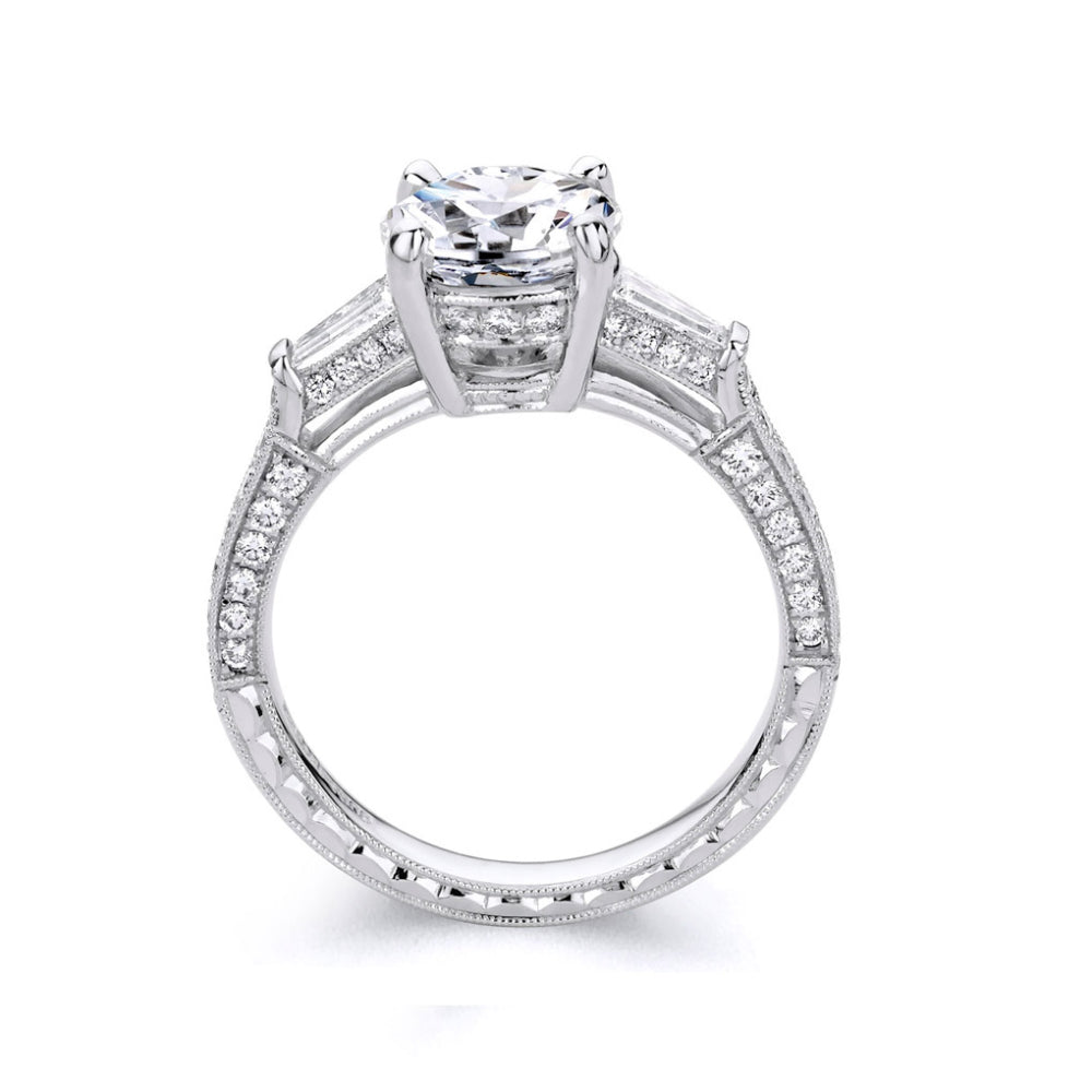 Jack Kelége Platinum Three Stone Diamond Engagement Ring