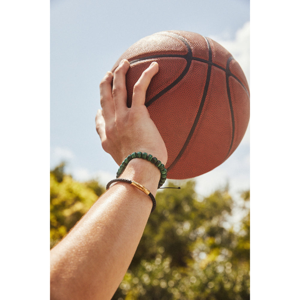 Scott Bros. Cade Oxidized Sterling Silver Corded Bracelet In Olive Mix