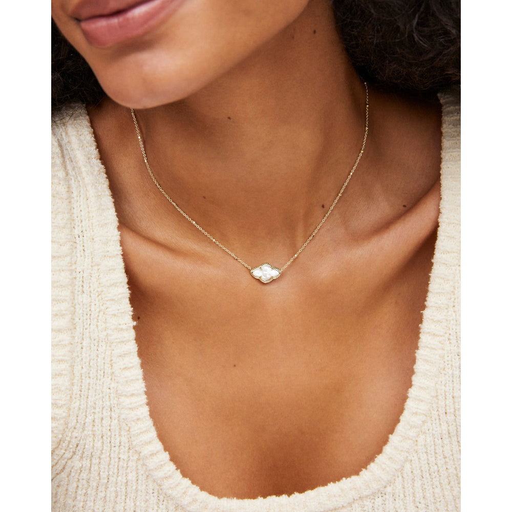 Kendra Scott Gold Abbie Pendant Necklace in Bronze Veined Green Malachite