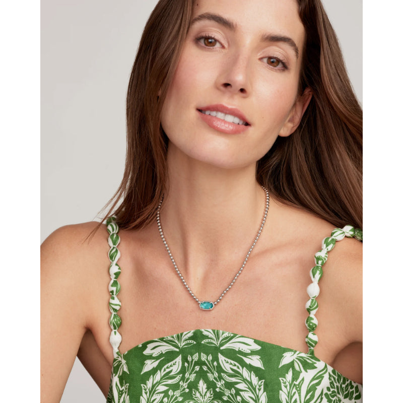 Kendra Scott Silver Elisa Beaded Necklace - Bright Aqua Illusion