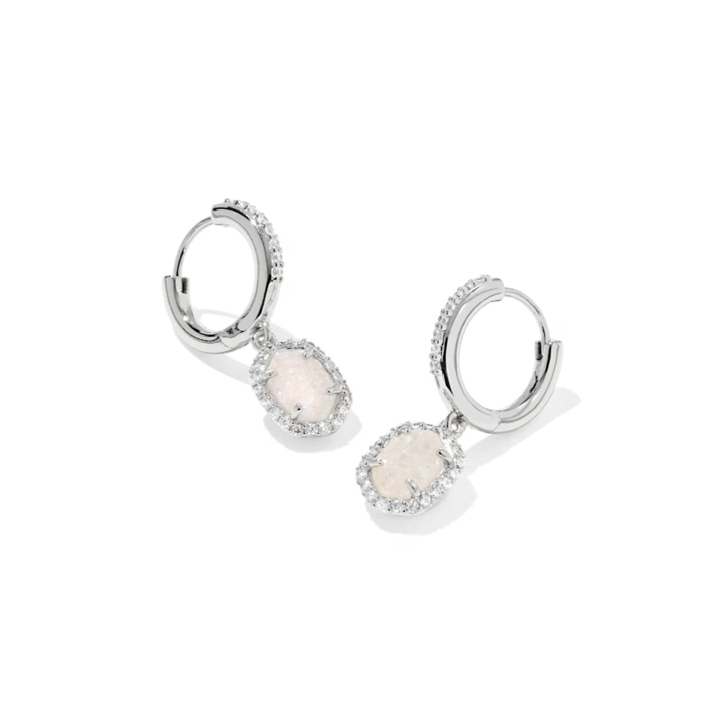 Kendra Scott Silver Daphne Crystal Frame Huggie Earrings