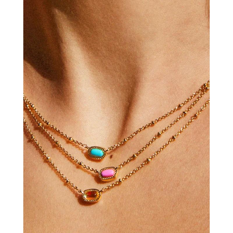 Kendra Scott Mini Elisa Pendant Necklace - Rhodium Ivory Mother of Pearl