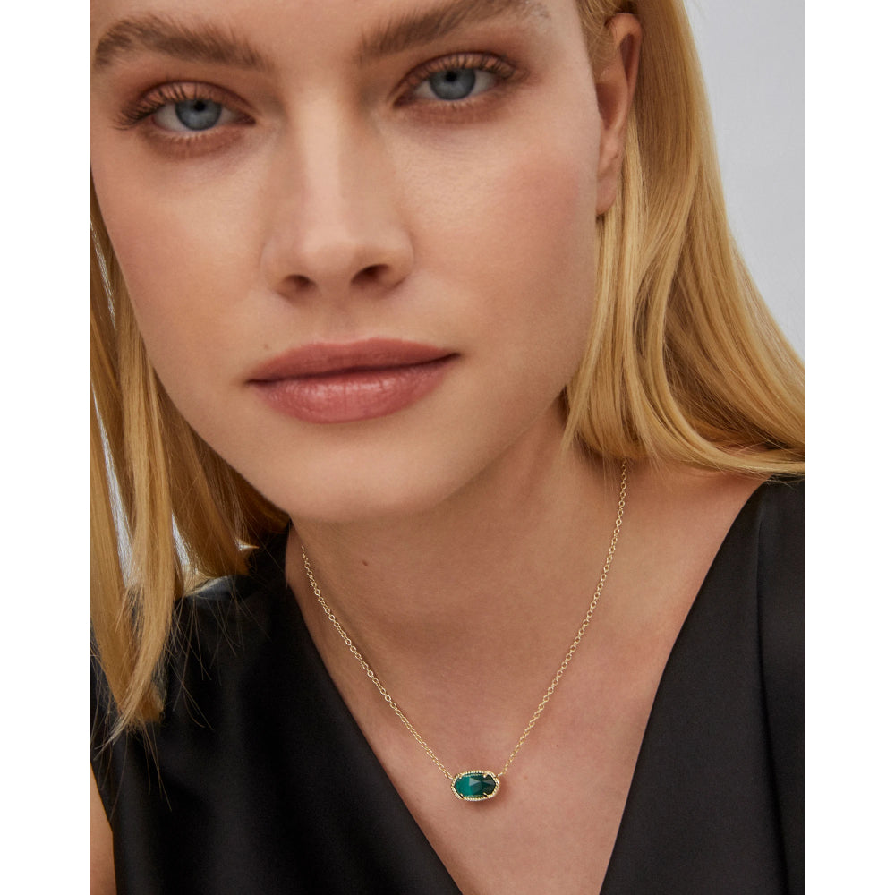 Kendra Scott Elisa Gold Pendant Necklace in Emerald Cats Eye