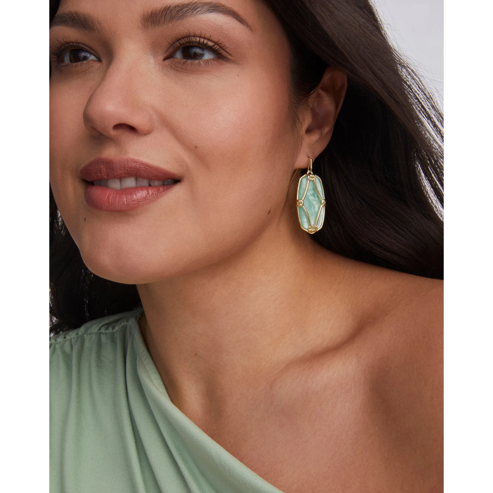 Kendra Scott Gold Elle Lattice Frame Drop Earrings