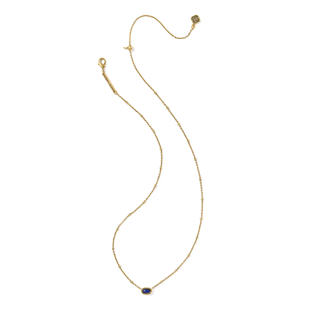 Kendra Scott Mini Elisa Satellite Short Pendant Necklace - Vintage Gold Blue Lapis