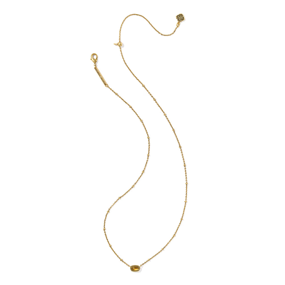 Kendra Scott Mini Elisa Satellite Short Pendant Necklace - Vintage Gold Marbled Amber Illusion