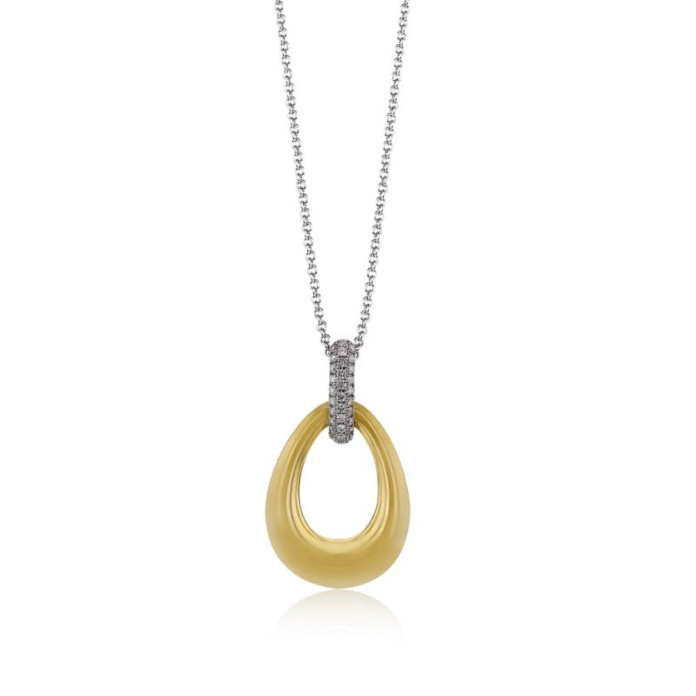 Simon G. 18k Two-Tone Loop Drop Pendant with Diamonds