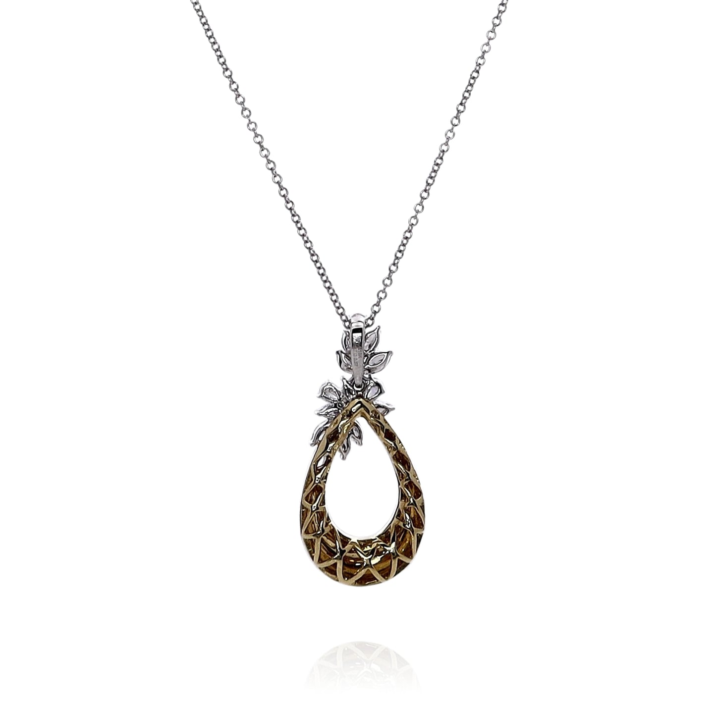 Simon G. 18k Two-Tone Tapered Oval Loop Diamond Pendant Necklace