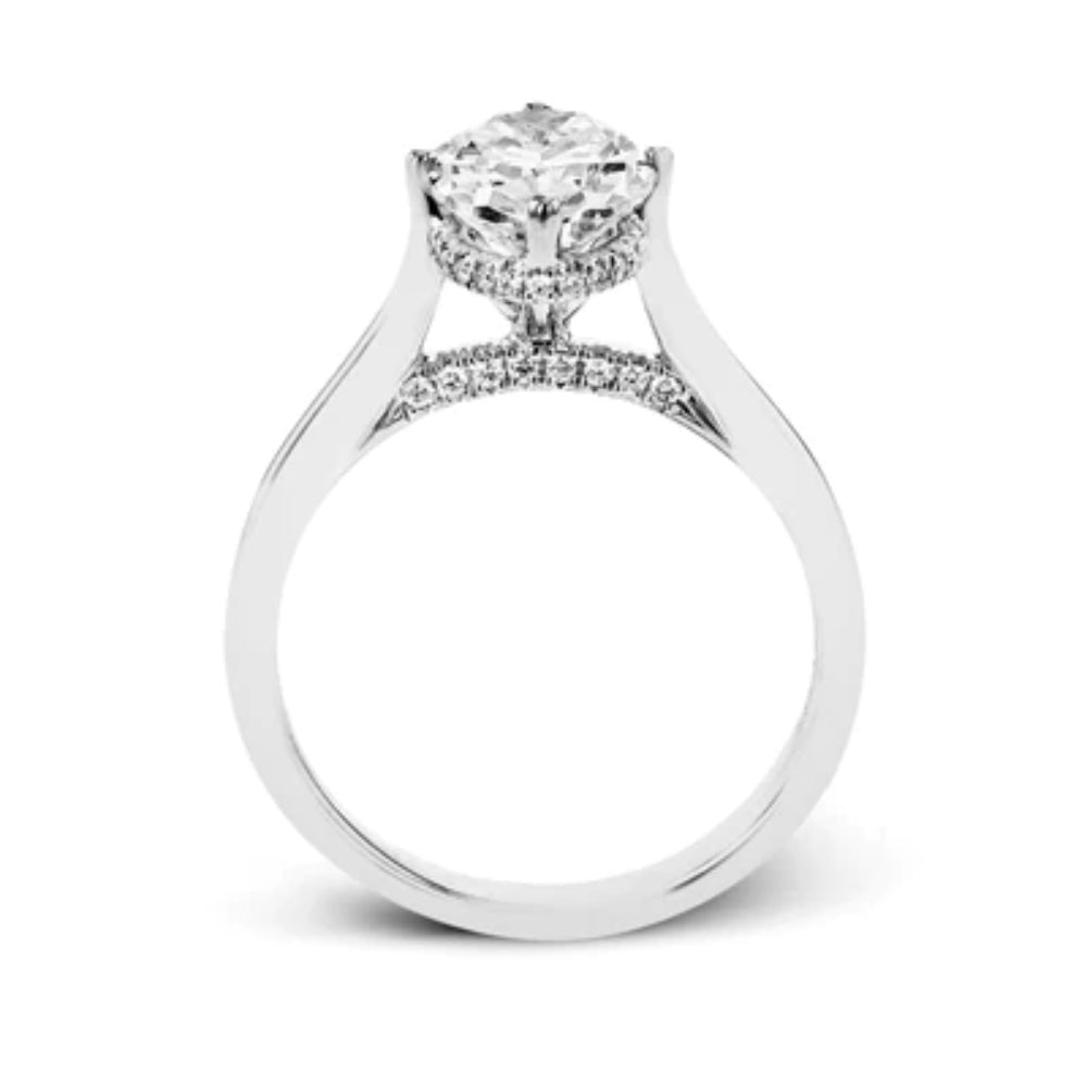 Simon G. 18k Oval-Cut Hidden Halo Engagment Ring with Diamonds
