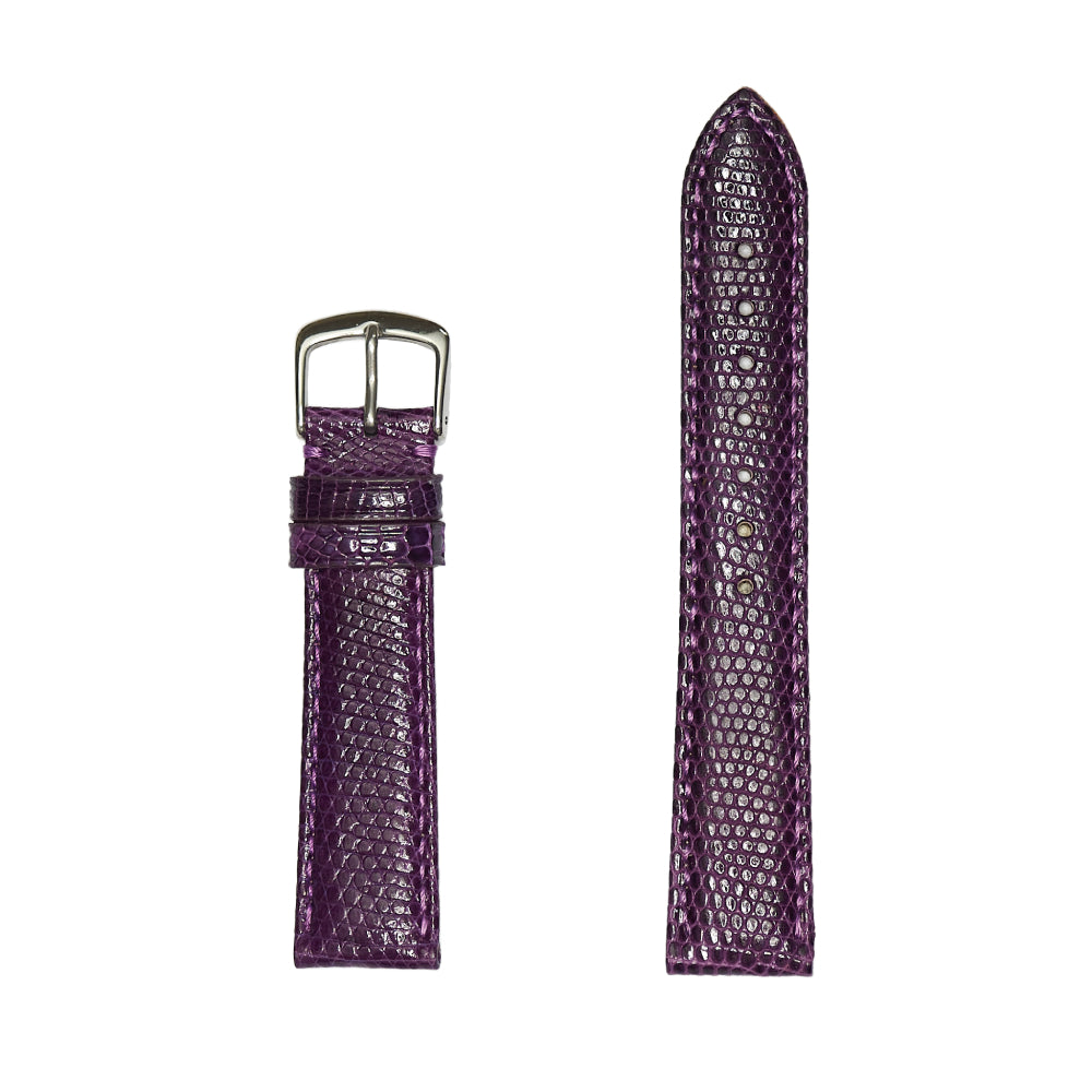 Ladies 16mm Genuine Java Lizard Leather Watch Band - Purple