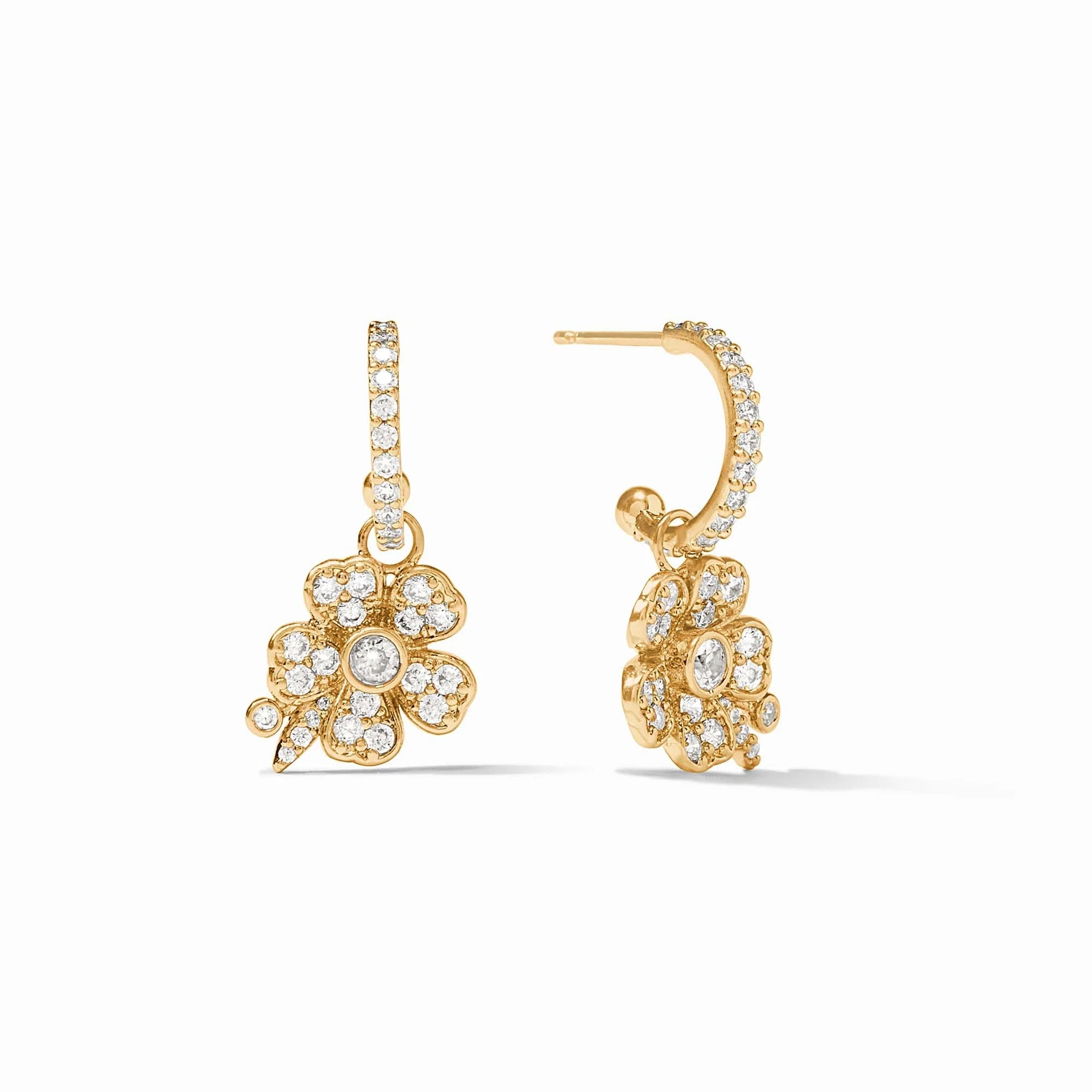Julie Vos Laurel Hoop & Charm Earring Gold Cubic Zirconia – Smyth