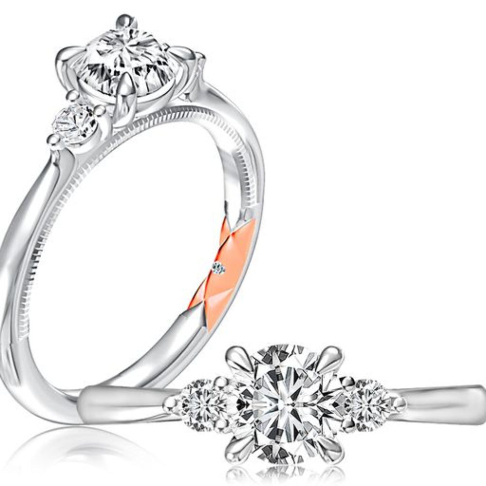 A. Jaffe Three Stone Round Engagement Ring