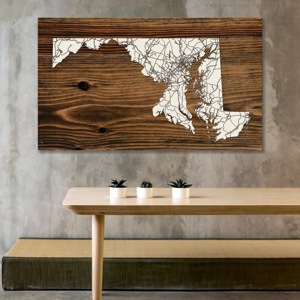 Fire & Pine Maryland Isolated Map-Mini (7.25” x 12”)