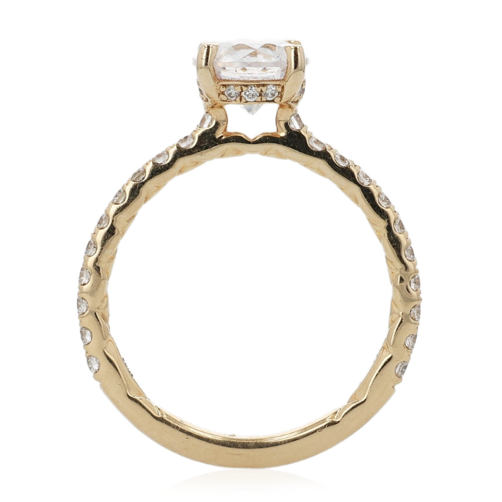 A. Jaffe 14k Gold Round Center Diamond Engagement Ring With Hidden Halo and Side Stones