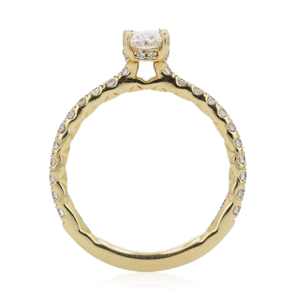 A. Jaffe 14k Gold Oval Diamond Center Engagement Ring with Hidden Halo and Side Stones