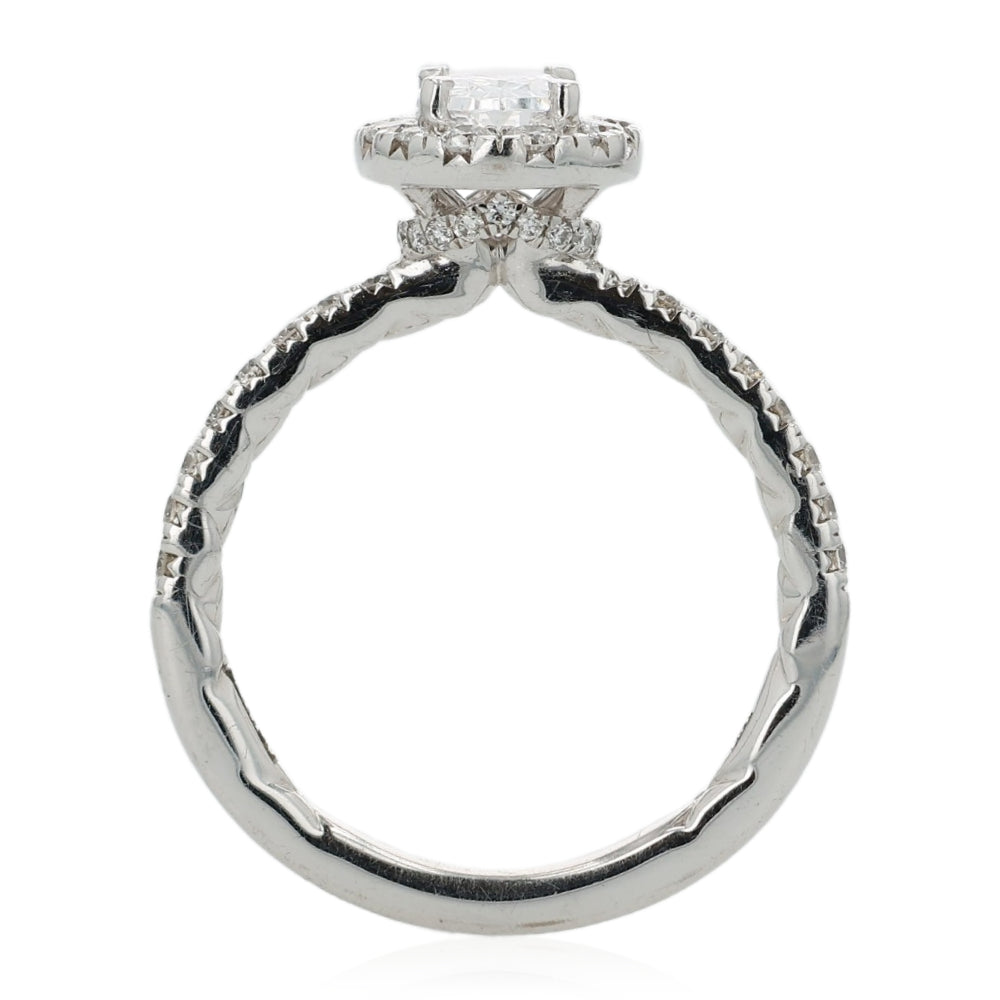 A. Jaffe 14k Gold Oval Center Halfway Diamond Engagement Ring With Hidden Halo